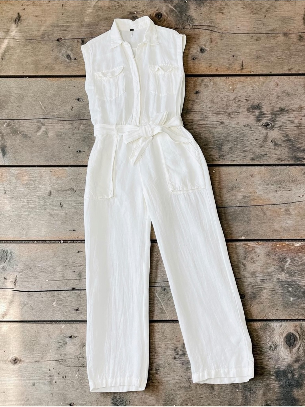 YOUNG FABULOUS & BROKE White Linen Jumpsuit - Picture 3 of 8